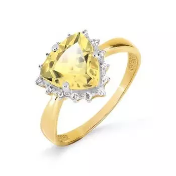 Кольцо с цитрином и фианитами Линии Любви