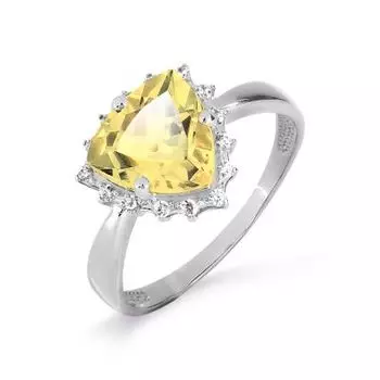 Кольцо с цитрином и фианитами Линии Любви