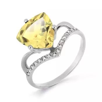 Кольцо с цитрином и фианитами Линии Любви