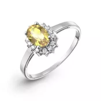 Кольцо с цитрином и фианитами Линии Любви