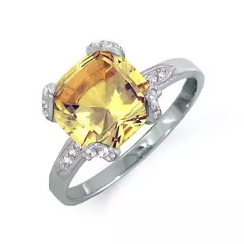 Кольцо с цитрином и фианитами Линии Любви
