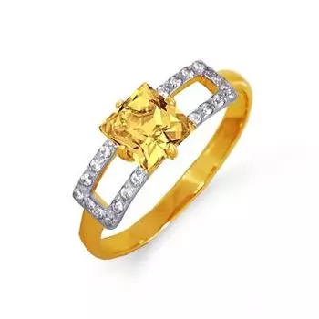 Кольцо с цитрином и фианитами Линии Любви