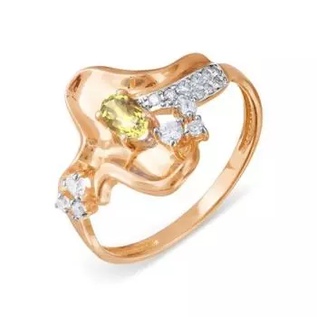 Кольцо с цитрином и фианитами Линии Любви