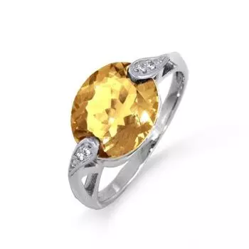 Кольцо с цитрином и фианитами Линии Любви