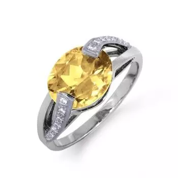 Кольцо с цитрином и фианитами Линии Любви
