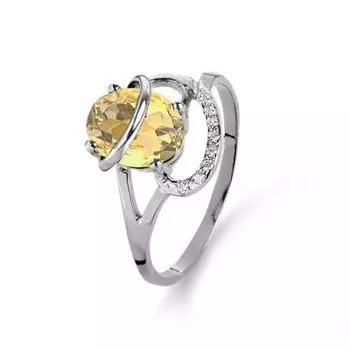 Кольцо с цитрином и фианитами Линии Любви