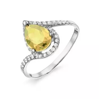 Кольцо с цитрином и фианитами Линии Любви