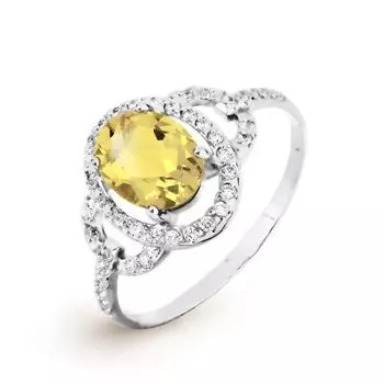 Кольцо с цитрином и фианитами Линии Любви