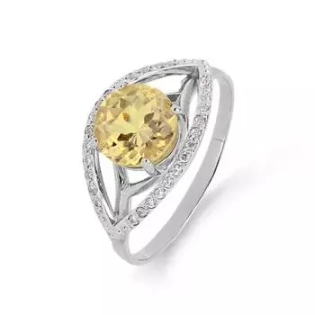 Кольцо с цитрином и фианитами Линии Любви