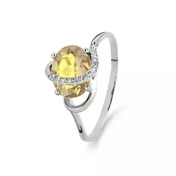 Кольцо с цитрином и фианитами Линии Любви