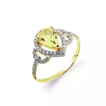 Кольцо с цитрином и фианитами Линии Любви