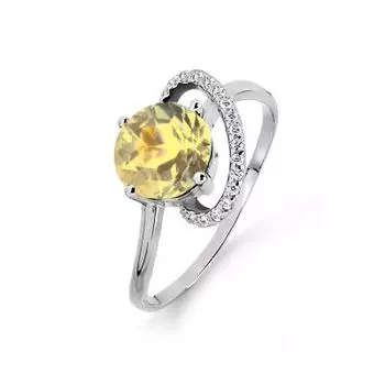 Кольцо с цитрином и фианитами Линии Любви