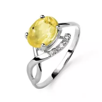 Кольцо с цитрином и фианитами Линии Любви