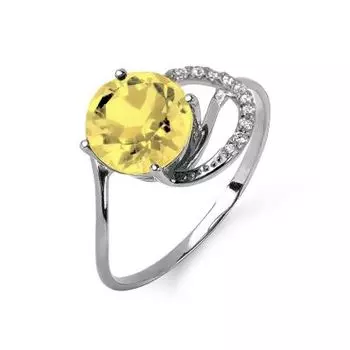 Кольцо с цитрином и фианитами Линии Любви