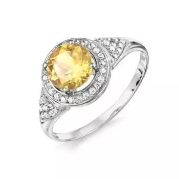 Кольцо с цитрином и фианитами Линии Любви