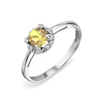 Кольцо с цитрином и фианитами Линии Любви