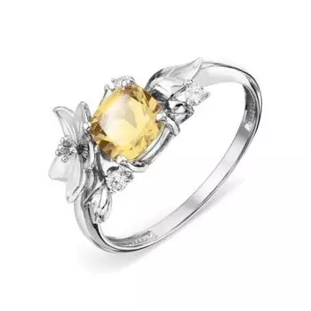 Кольцо с цитрином и фианитами Линии Любви
