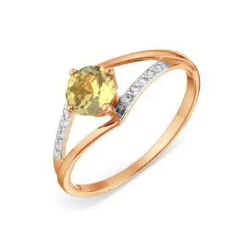 Кольцо с цитрином и фианитами Линии Любви