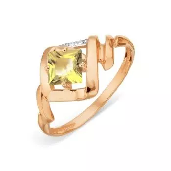 Кольцо с цитрином и фианитами Линии Любви