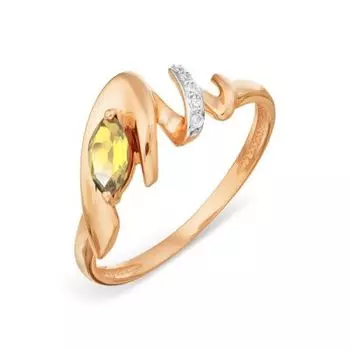 Кольцо с цитрином и фианитами Линии Любви