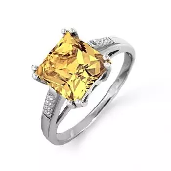 Кольцо с цитрином и фианитами Линии Любви