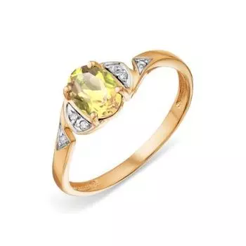Кольцо с цитрином и фианитами Линии Любви