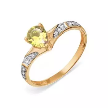 Кольцо с цитрином и фианитами Линии Любви