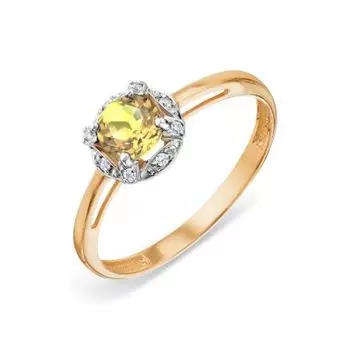 Кольцо с цитрином и фианитами Линии Любви