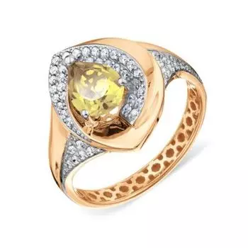 Кольцо с цитрином и фианитами Линии Любви