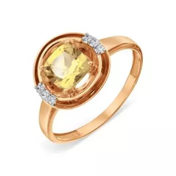 Кольцо с цитрином и фианитами Линии Любви