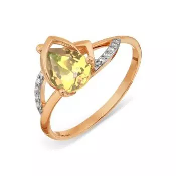 Кольцо с цитрином и фианитами Линии Любви