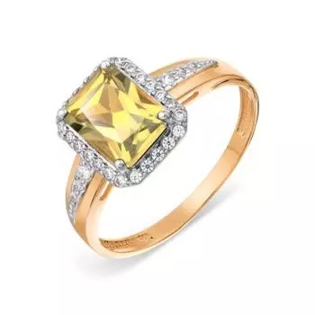 Кольцо с цитрином и фианитами Линии Любви