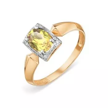 Кольцо с цитрином и фианитами Линии Любви