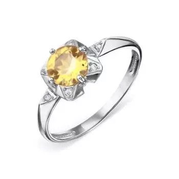 Кольцо с цитрином и фианитами Линии Любви