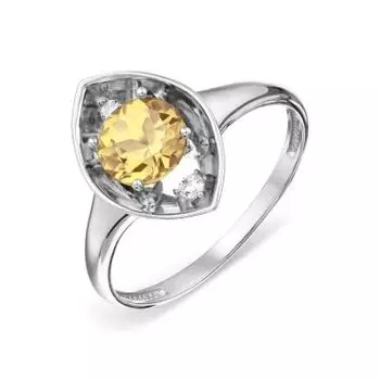 Кольцо с цитрином и фианитами Линии Любви