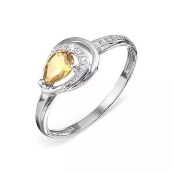 Кольцо с цитрином и фианитами Линии Любви