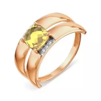 Кольцо с цитрином и фианитами Линии Любви