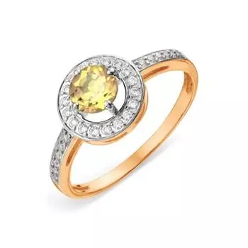 Кольцо с цитрином и фианитами Линии Любви