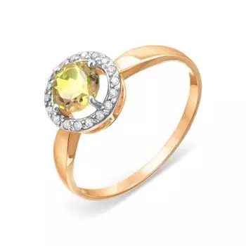 Кольцо с цитрином и фианитами Линии Любви