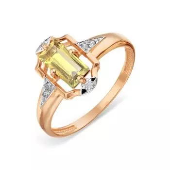 Кольцо с цитрином и фианитами Линии Любви