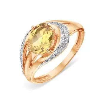 Кольцо с цитрином и фианитами Линии Любви