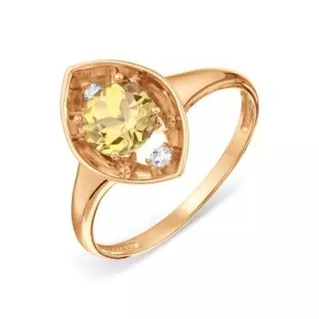 Кольцо с цитрином и фианитами Линии Любви