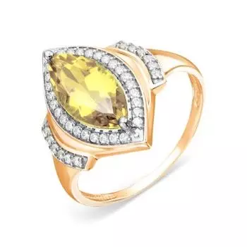 Кольцо с цитрином и фианитами Линии Любви