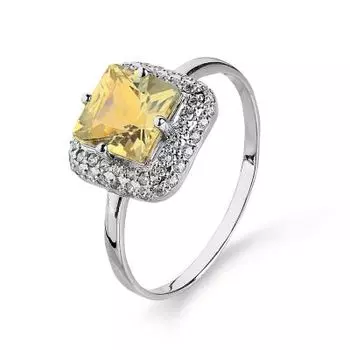 Кольцо с цитрином и фианитами Линии Любви