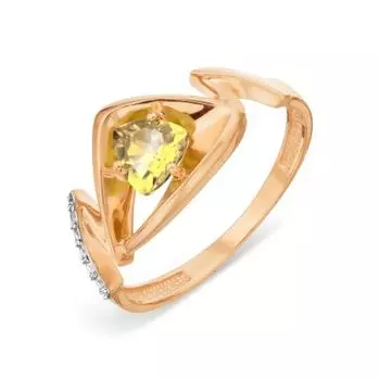 Кольцо с цитрином и фианитами Линии Любви