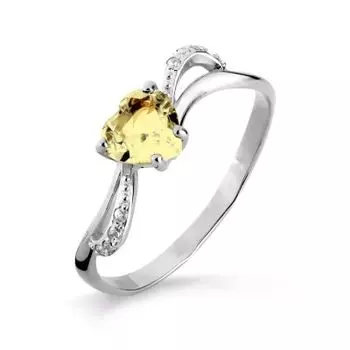 Кольцо с цитрином и фианитами Линии Любви