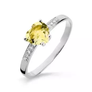 Кольцо с цитрином и фианитами Линии Любви