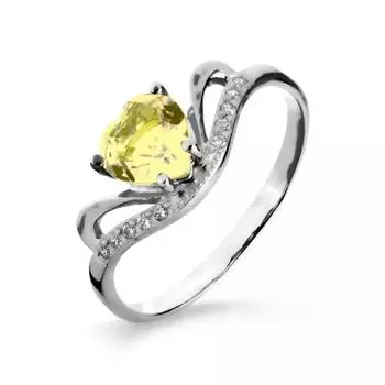 Кольцо с цитрином и фианитами Линии Любви
