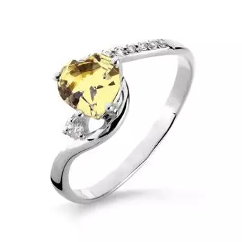 Кольцо с цитрином и фианитами Линии Любви