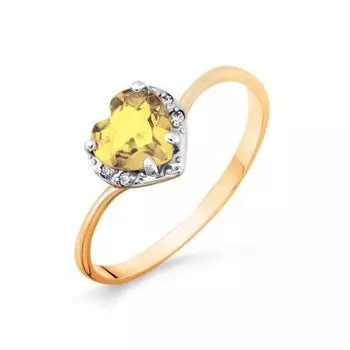 Кольцо с цитрином и фианитами Линии Любви